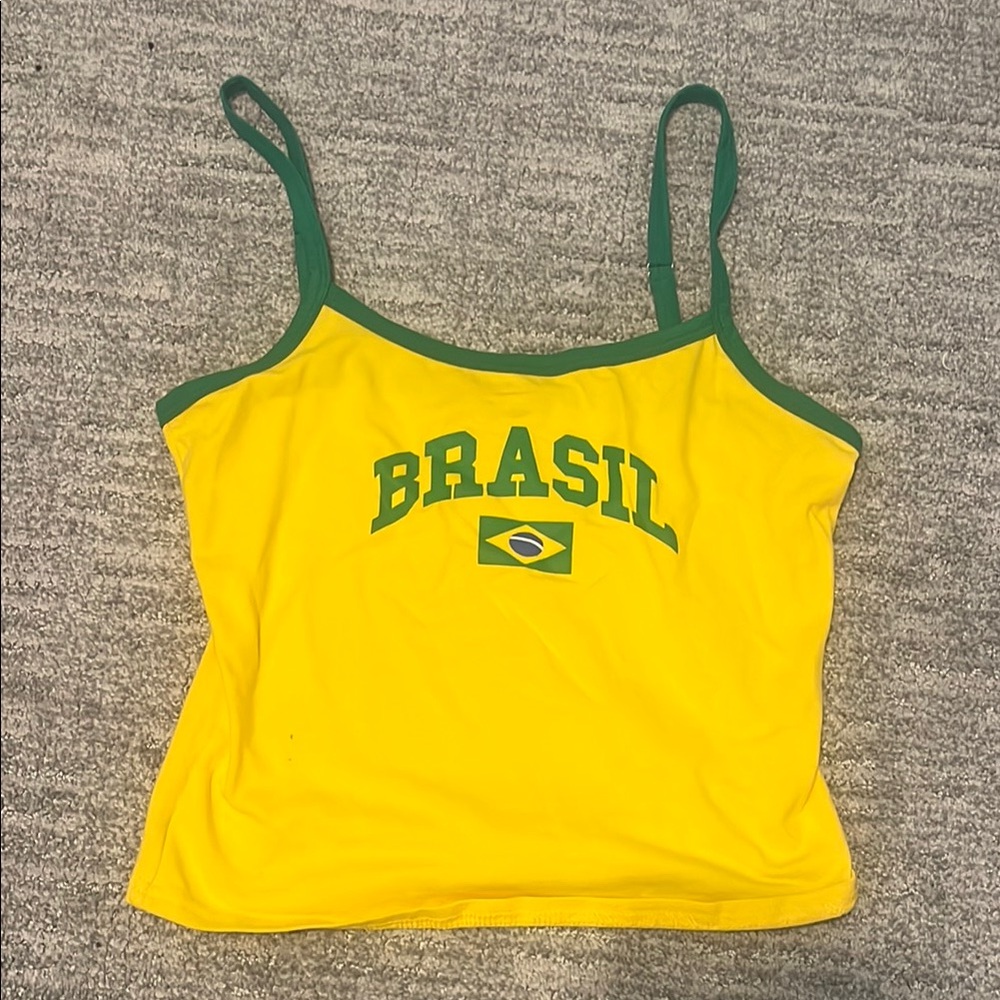 Edikted Yellow and Green Fitted Crop Camisole